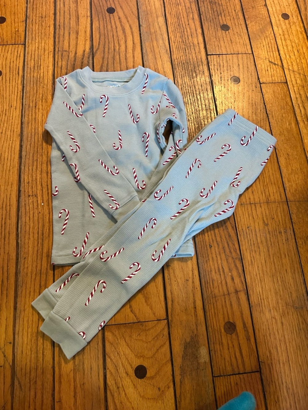 Carter's Light Blue Candy Cane Thermal Pajama Set
